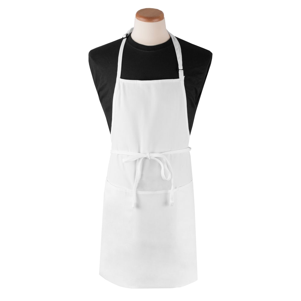752-3PBIAELWH 3 Pocket Bib Apron - 26" x 31", Polyester, White
