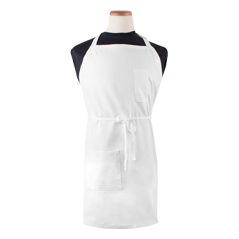 752-CL2PBIAWH1 1 Pocket Bib Apron w/ Adjustable Neck strap - 32" x 32 1/2", Cotton/Poly...