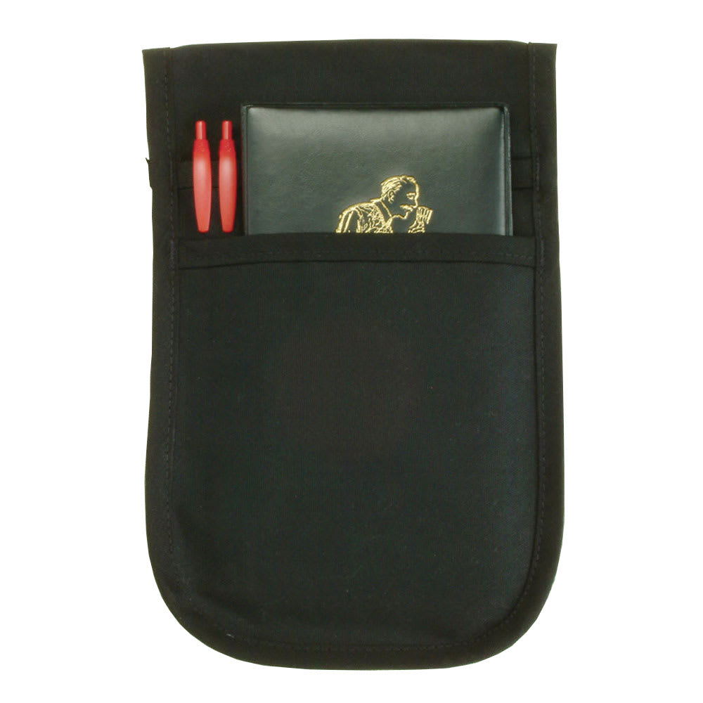 752-CL2PSPOUCHBK1 2 Pocket Pouch Apron - 7 1/2" x 12", Polyester, Black