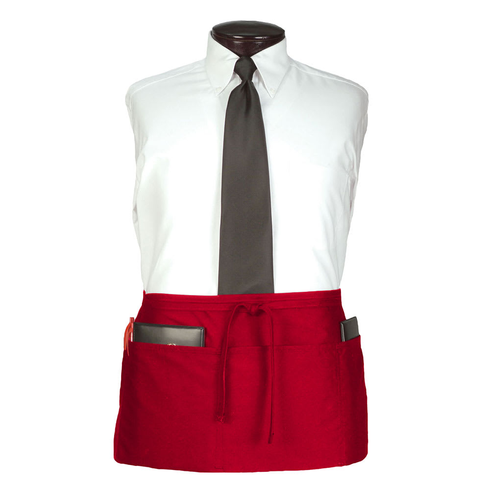 752-CL3PWACRD1 3 Pocket Waist Apron - 25" x 11", Polyester, Red