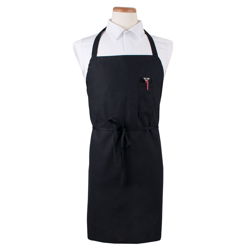 752-CLBIABK1 Bib Apron - 32" x 32 1/2", Cotton/Poly, Black