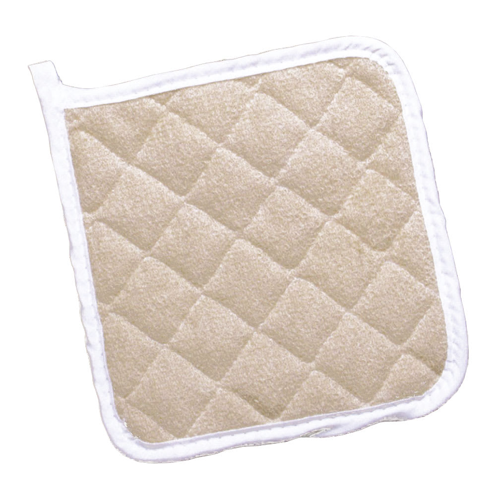 752-CLTPH8BE1 8" x 8" Beige Terry Pot Holder w/ Loop