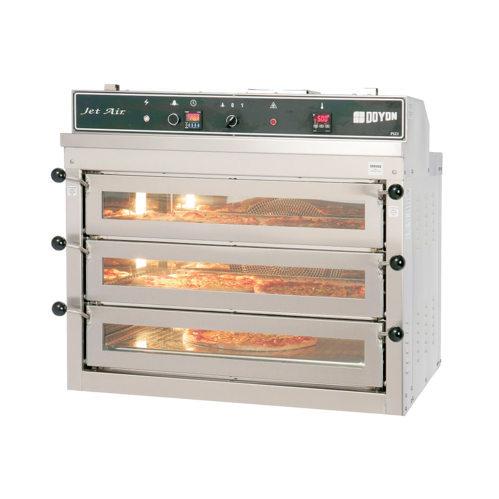 013-PIZ32083 Jet Air Countertop Triple Pizza Deck Oven - 120-208v