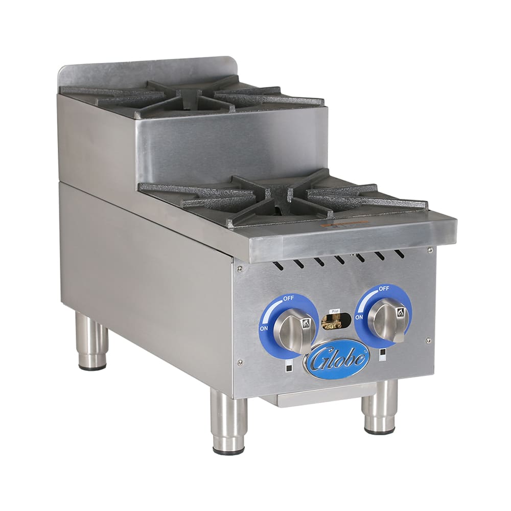 605-GHPSU212G 12" Gas Hotplate w/ (2) Burners & Manual Controls, Convertible
