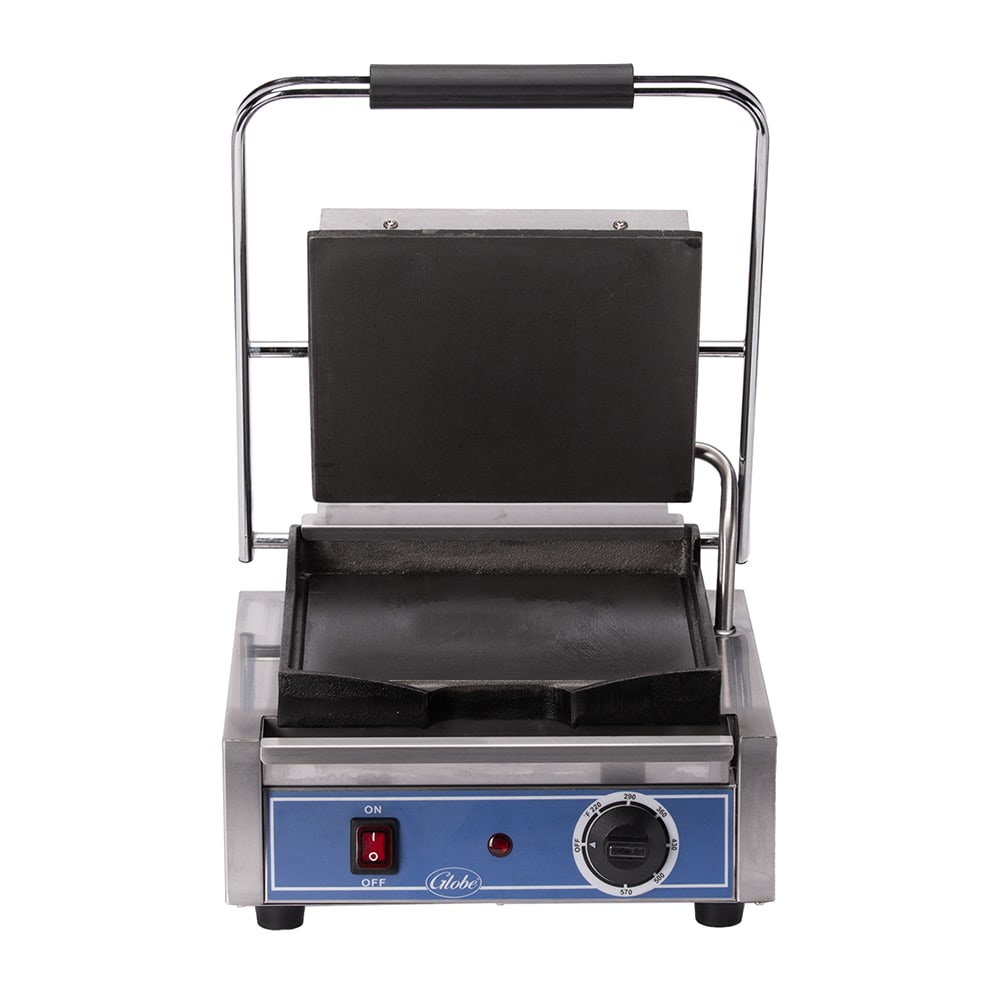 605-GSG10 Single Commercial Panini Press w/ Cast Iron Smooth Plates, 120v