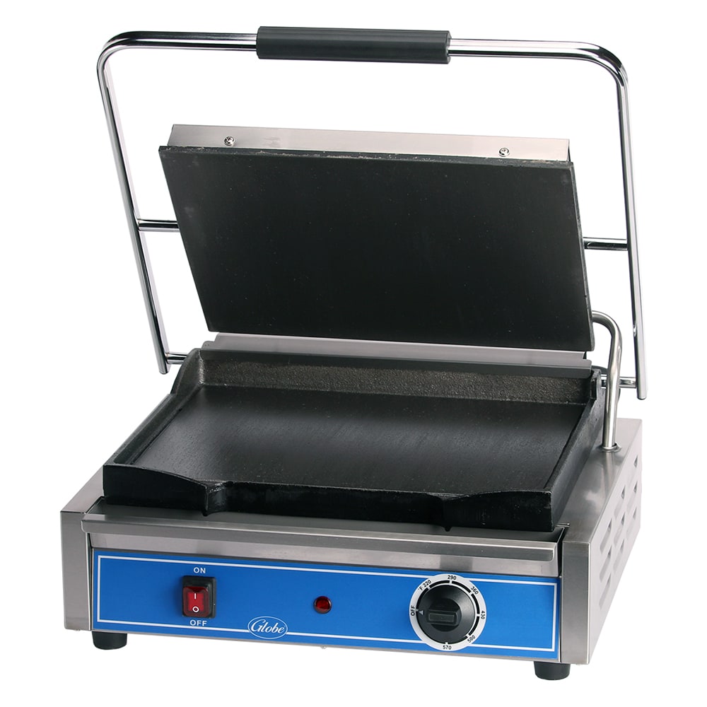 605-GSG1410 Single Commercial Panini Press w/ Cast Iron Smooth Plates, 120v