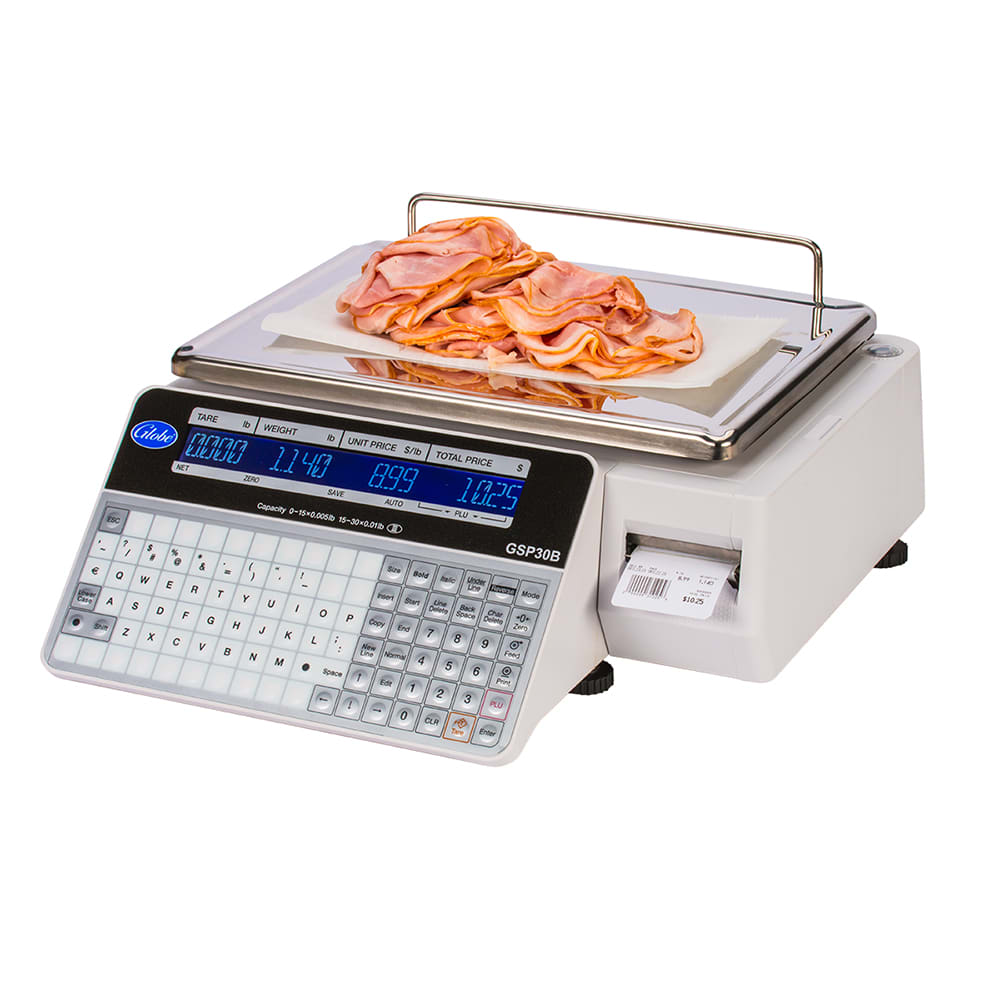 605-GSP30A 30 lb Price Computing Label Printing Scale - Front & Back Display, 115v