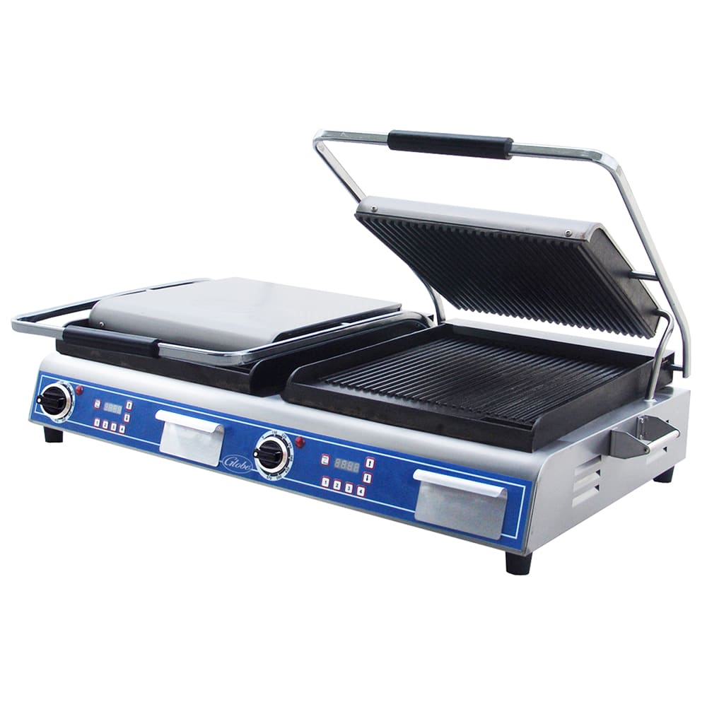605-GPGDUE14D Double Commercial Panini Press w/ Cast Iron Grooved Plates, 208-240v/1ph