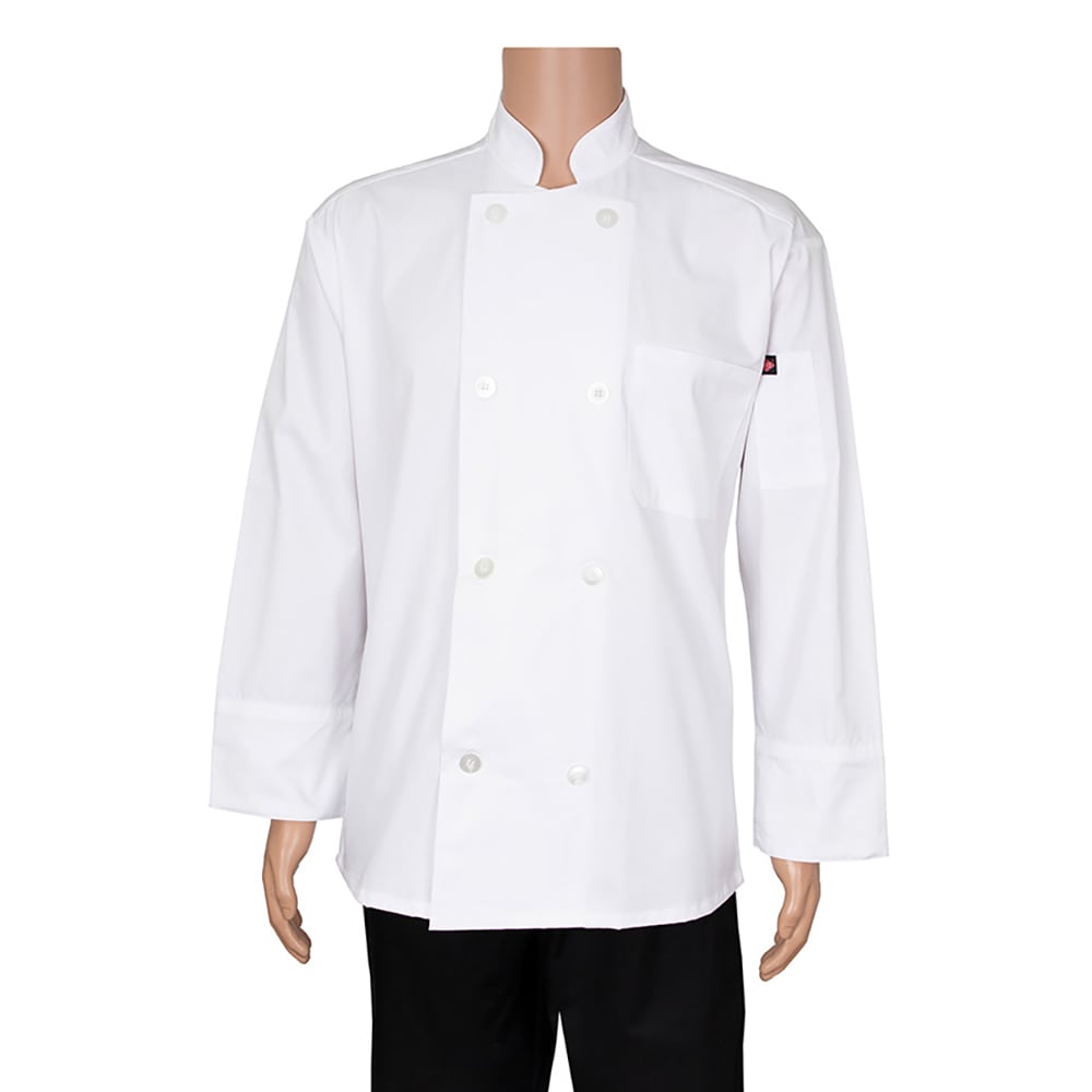 752-RZEC8SM Chef's Coat w/ Long Sleeves - Poly/Cotton, White, Small