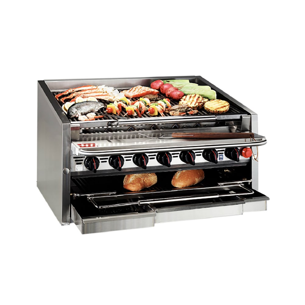 211-CMSMB624LP 24" Counter Top Coal Charbroiler w/ Ceramic Briquettes & No Legs, Liquid...