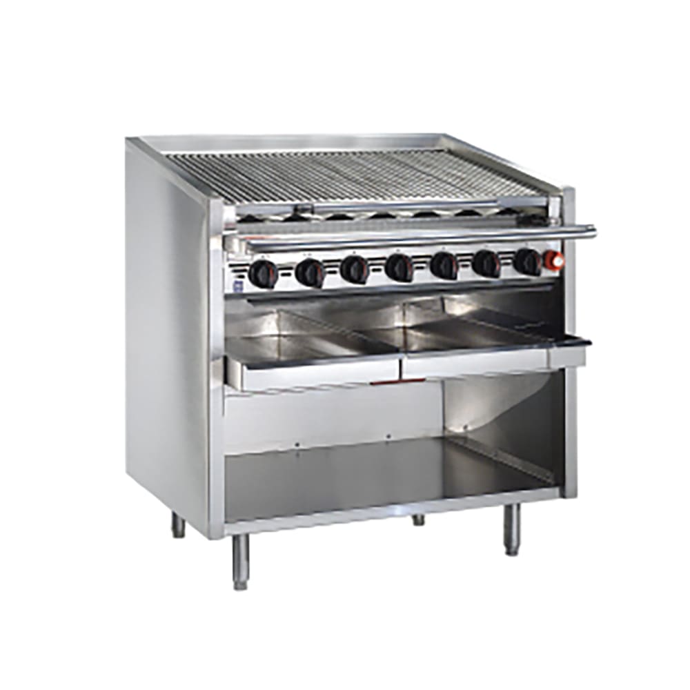 211-FMRMB648NG 48" Gas Charbroiler w/ Floating Steel Grates - Manual Controls