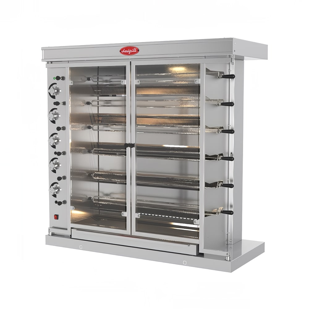 127-MAGINOX586 INOX Series Gas 6 Spit Rotisserie w/ 36 Bird Capacity, Convertible