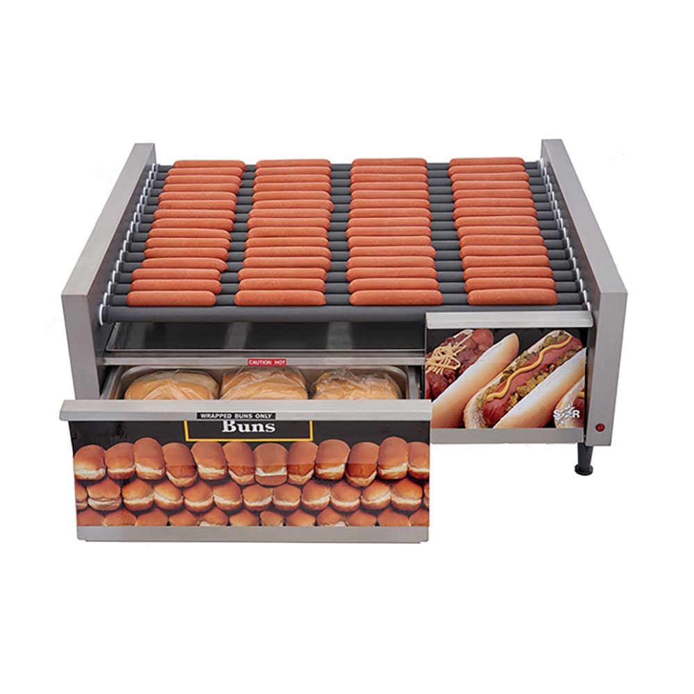 062-75SCBDE 75 Hot Dog Roller Grill w/ Bun Storage - Slanted Top, 120v