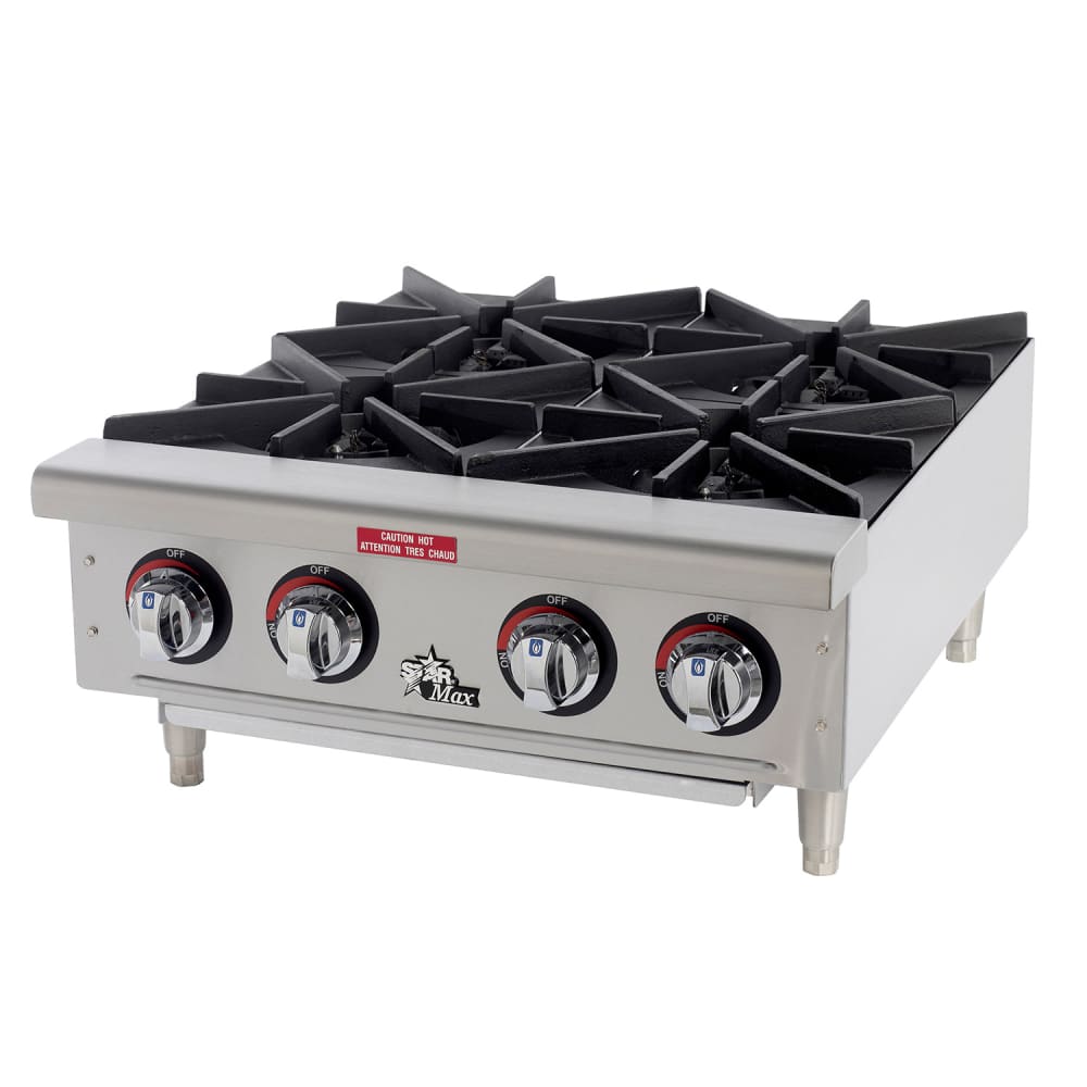 062-604HF 24" Gas Hotplate w/ (4) Burners & Manual Controls, Convertible