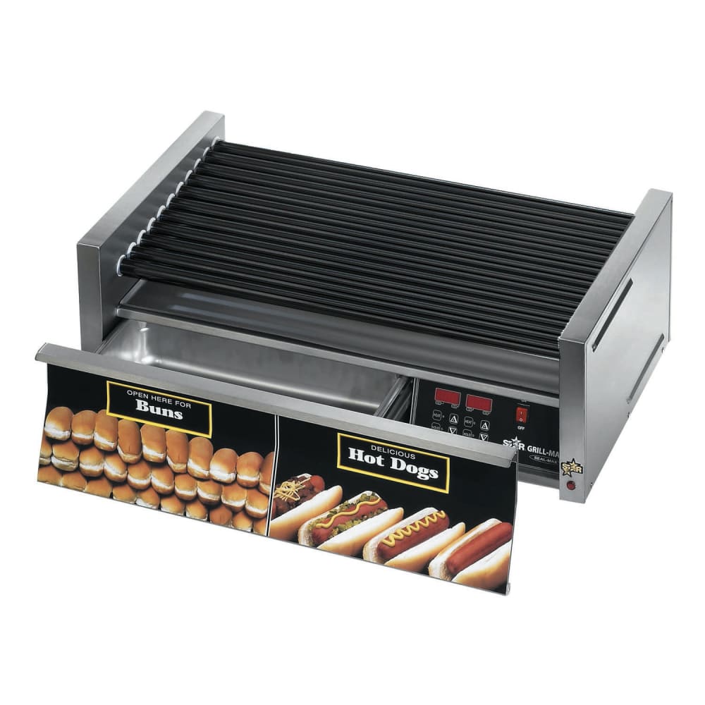 062-75STBDE 75 Grill-Max® Hot Dog Roller Grill w/ Thermostatic Controls - Slanted Top, 120v