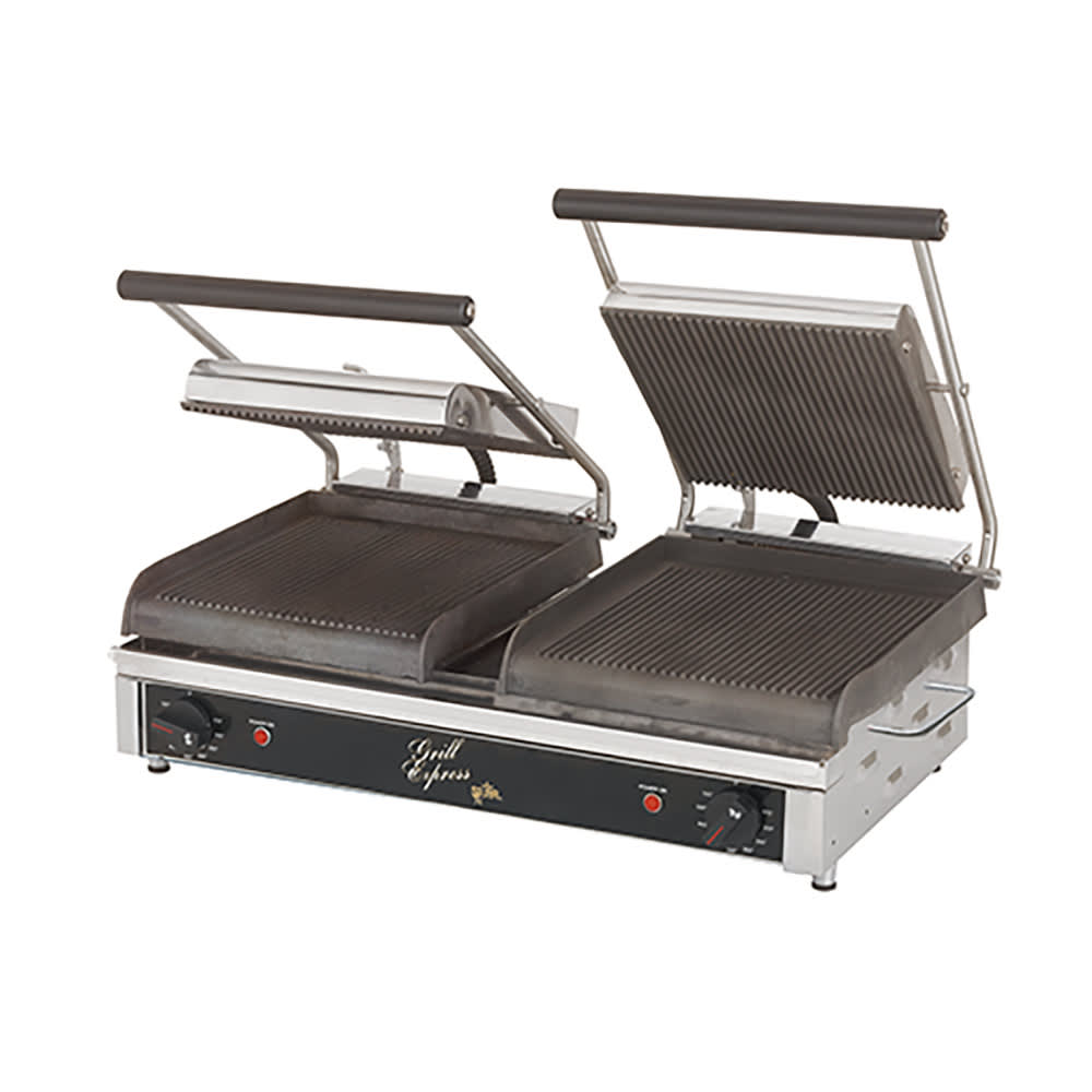 062-GX20IGS Double Commercial Panini Press w/ Cast Iron Grooved & Smooth Plates, 240v/1ph