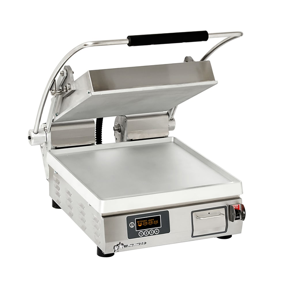 062-GR14E120 Single Commercial Panini Press w/ Aluminum Smooth Plates, 120v