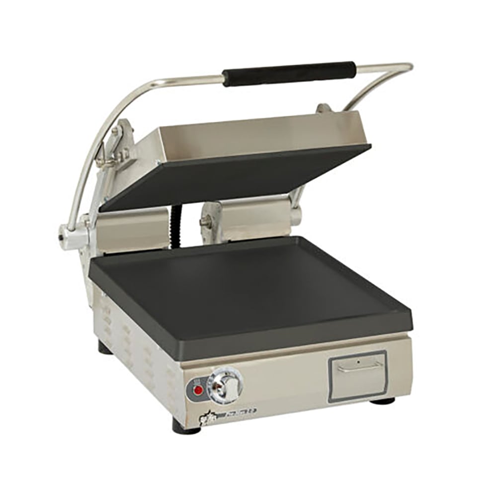 062-GR14I Single Commercial Panini Press w/ Cast Iron Smooth Plates, 120v