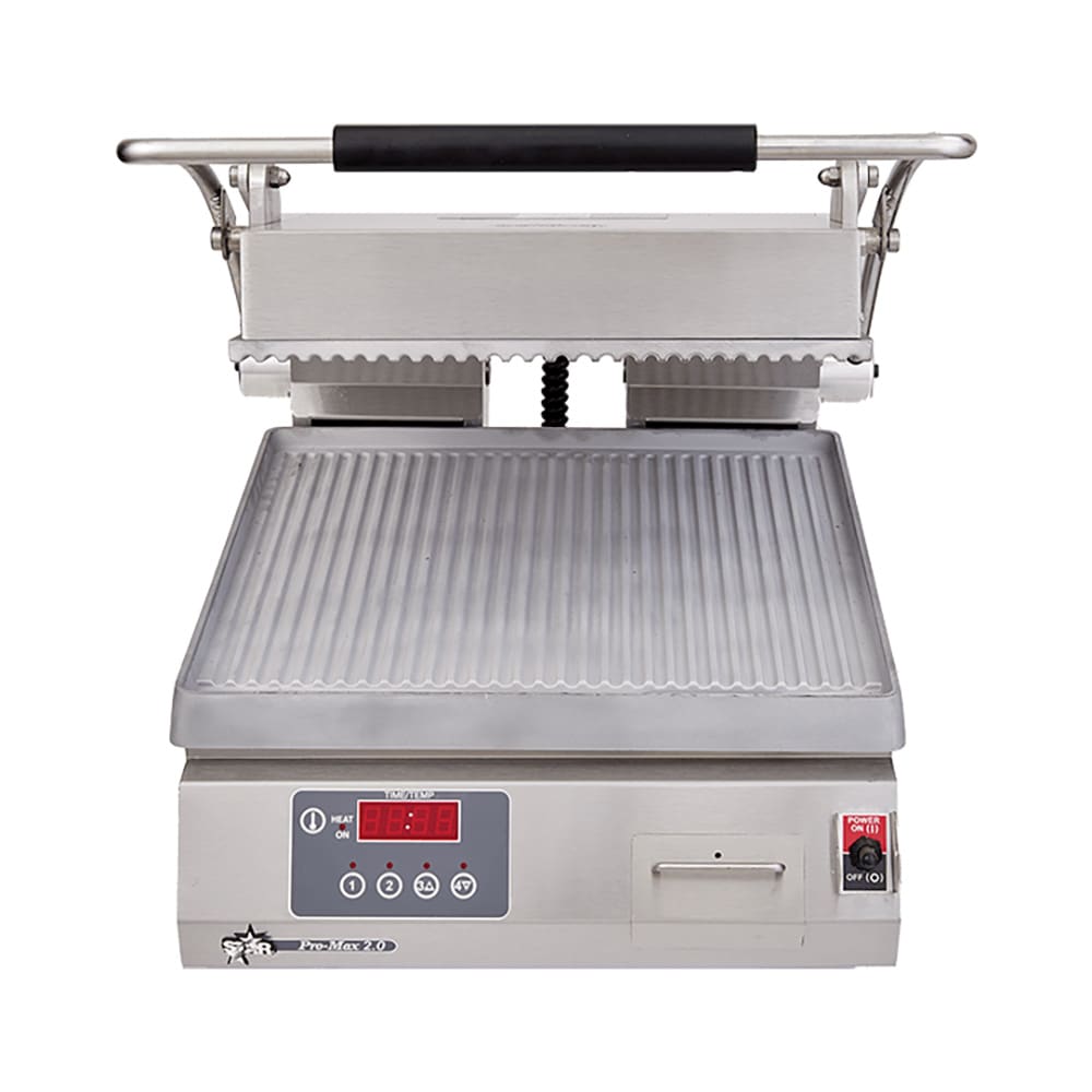 062-CG14TB Single Commercial Panini Press w/ Aluminum Grooved Plates, 120v