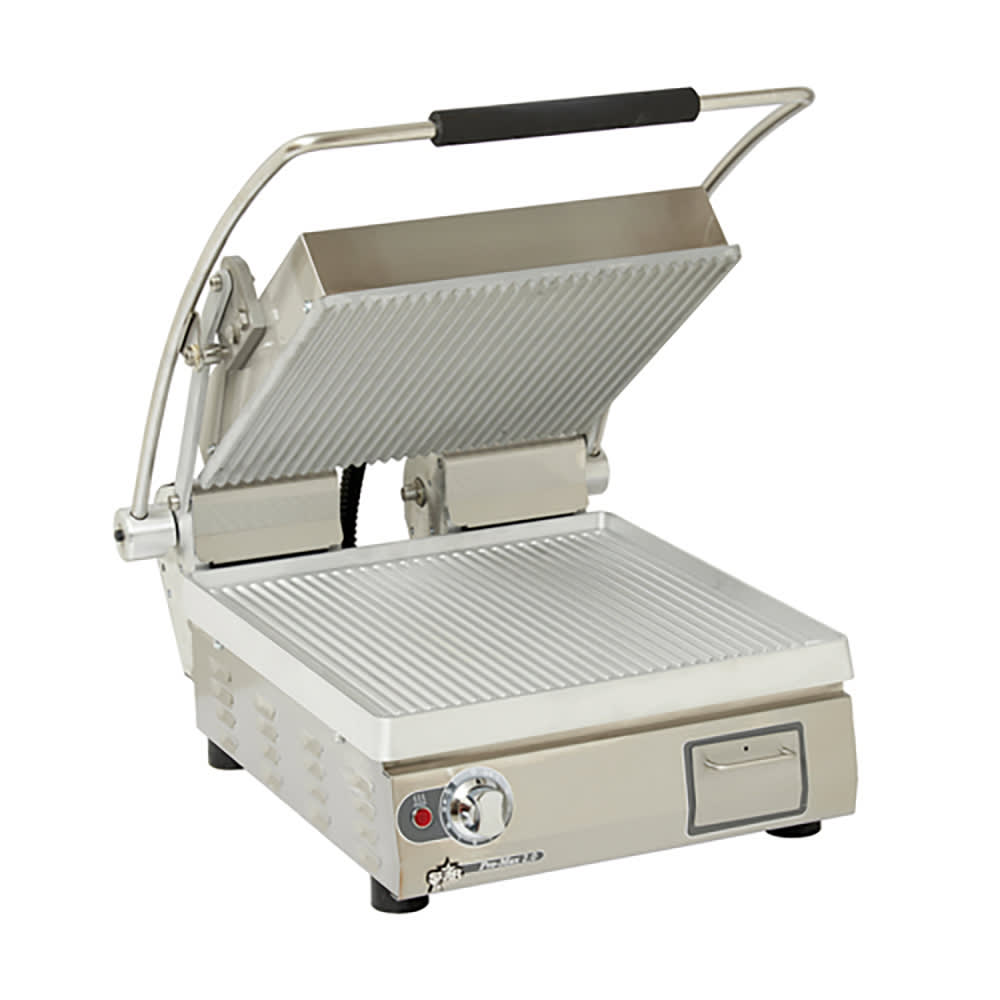 062-PGT14120 Single Commercial Panini Press w/ Aluminum Grooved Plates, 120v