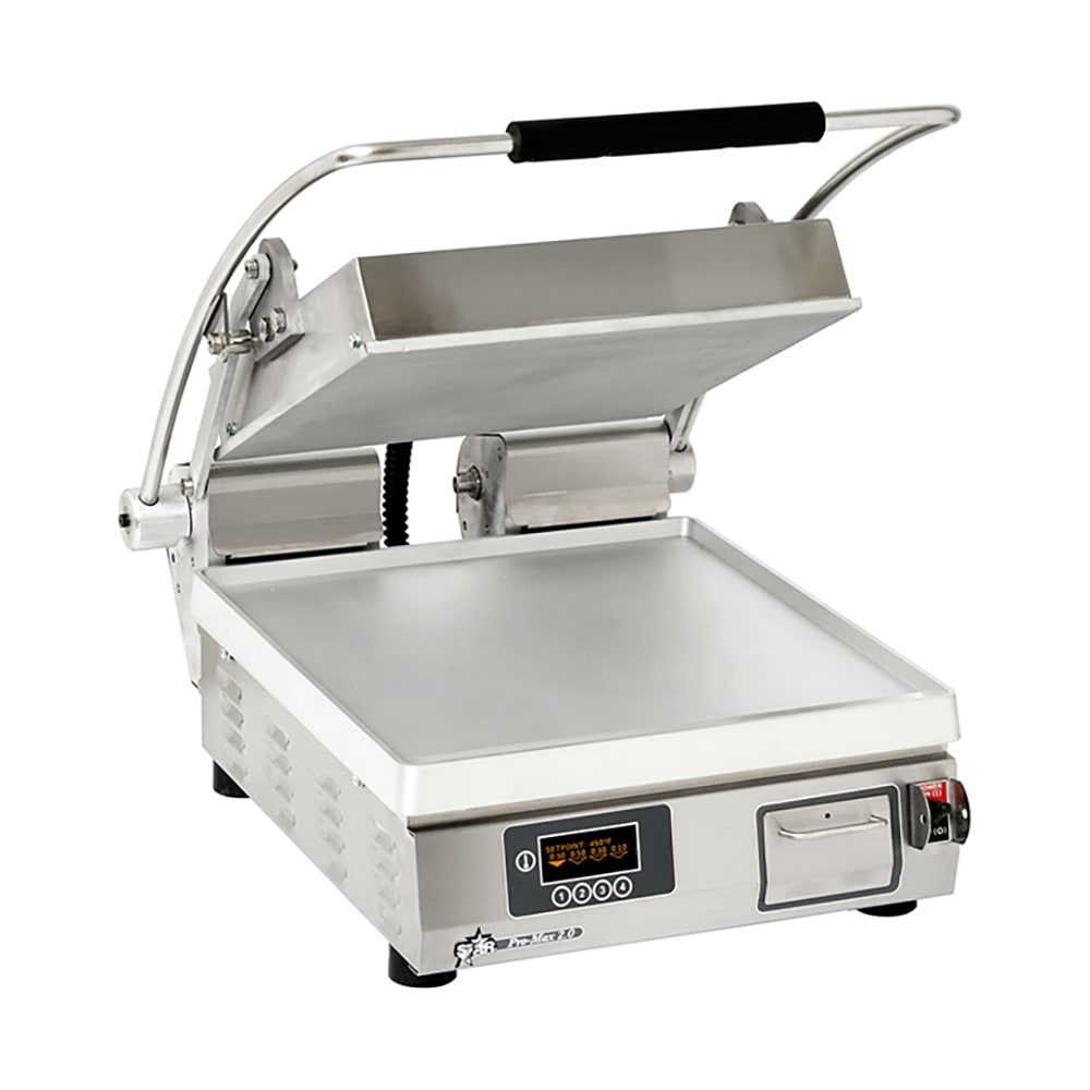 062-PST14E208 Single Commercial Panini Press w/ Aluminum Smooth Plates, 240v/1ph