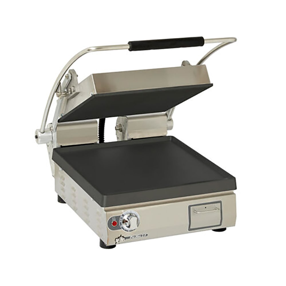 062-PST14IGT2081 Single Commercial Panini Press w/ Cast Iron Grooved & Smooth Plates, 240v/1p...
