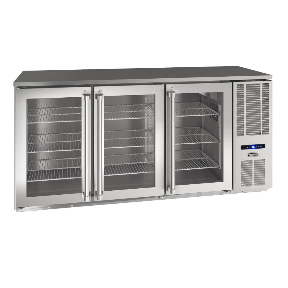 581-VCBR572SG01A 72" Bar Refrigerator - 3 Swinging Glass Doors, Silver, 115v