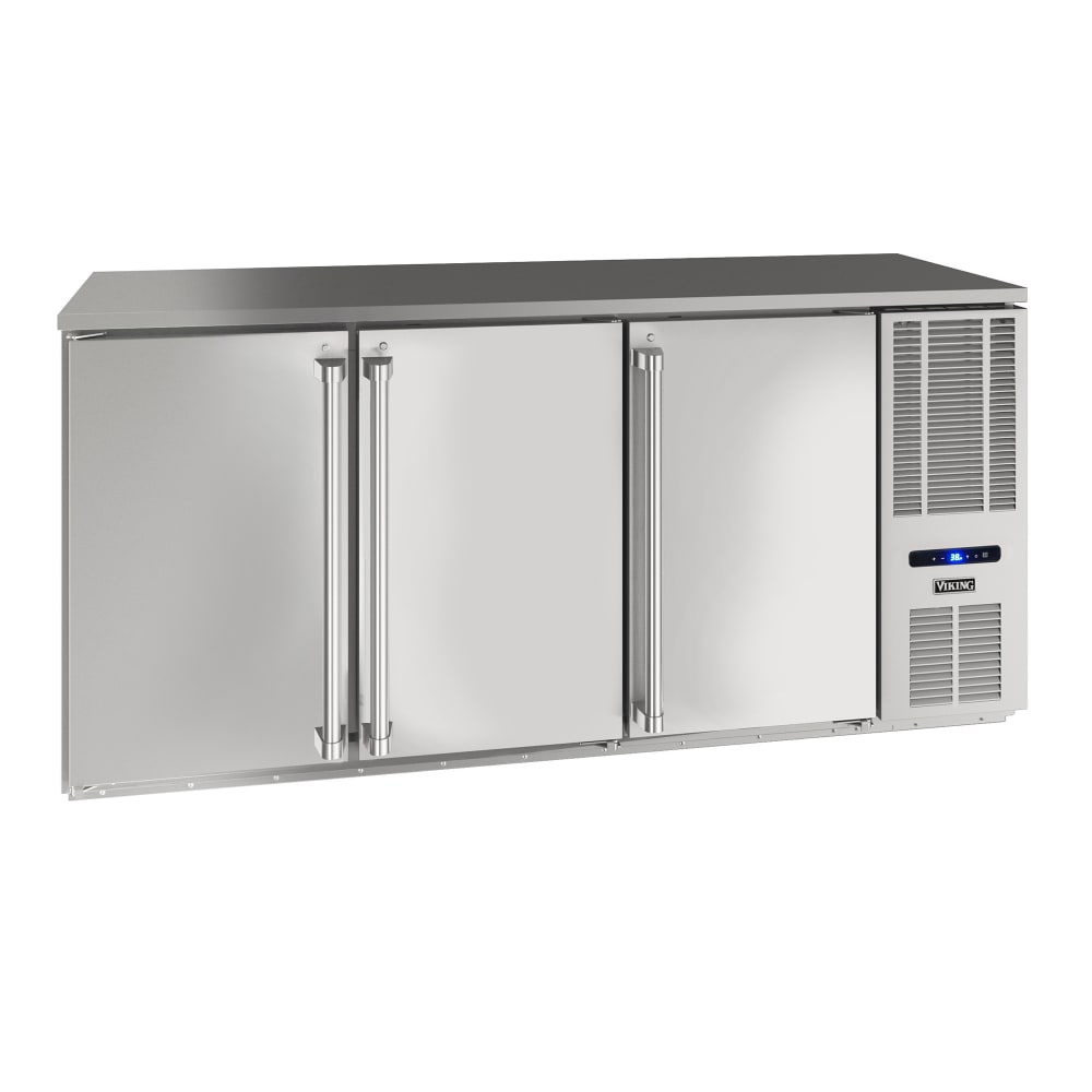 581-VCBR572SS01A 72" Bar Refrigerator - 3 Swinging Solid Doors, Silver, 115v