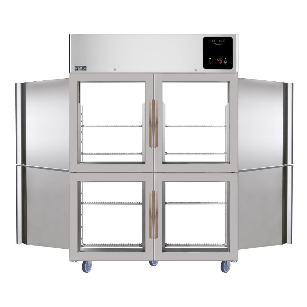 663-UCRP249GS71A 57" Two Section Pass Thru Refrigerator, (4) Glass Doors, (4) Solid Doors, L...