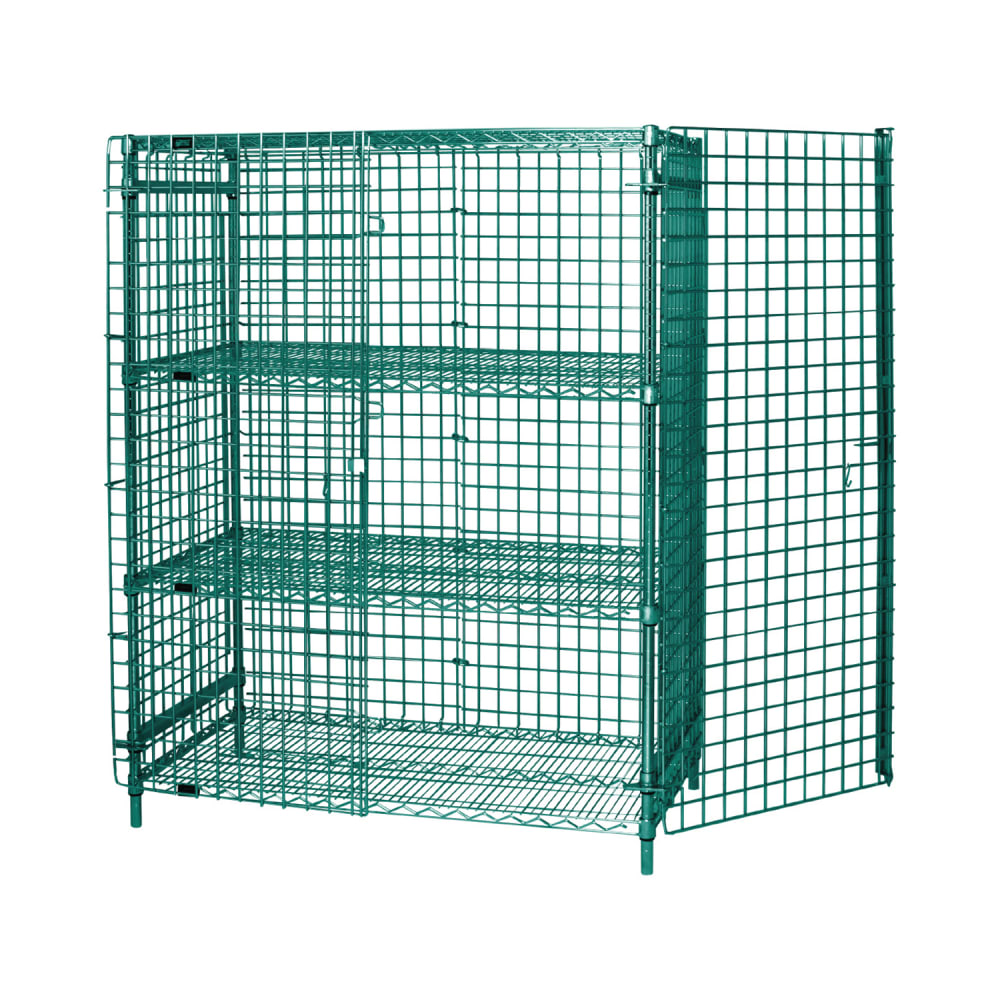 688-243663SECP2 36" Stationary Security Cage - 24"W, Green Epoxy Coated