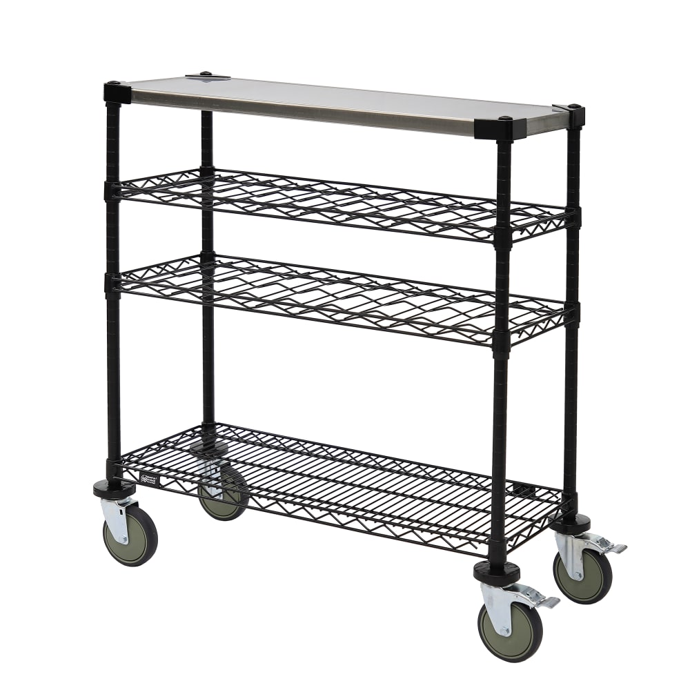 688-WRC1436WSBK1SS Rectangular Dessert Cart w/ Multi-Tiered Design - Black