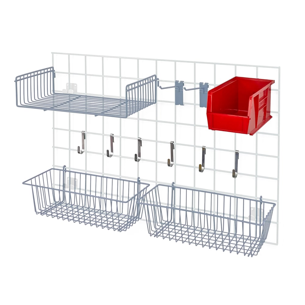 688-SGA2GYRD Store Grid Accessory Pack w/ Red Bin - Gray