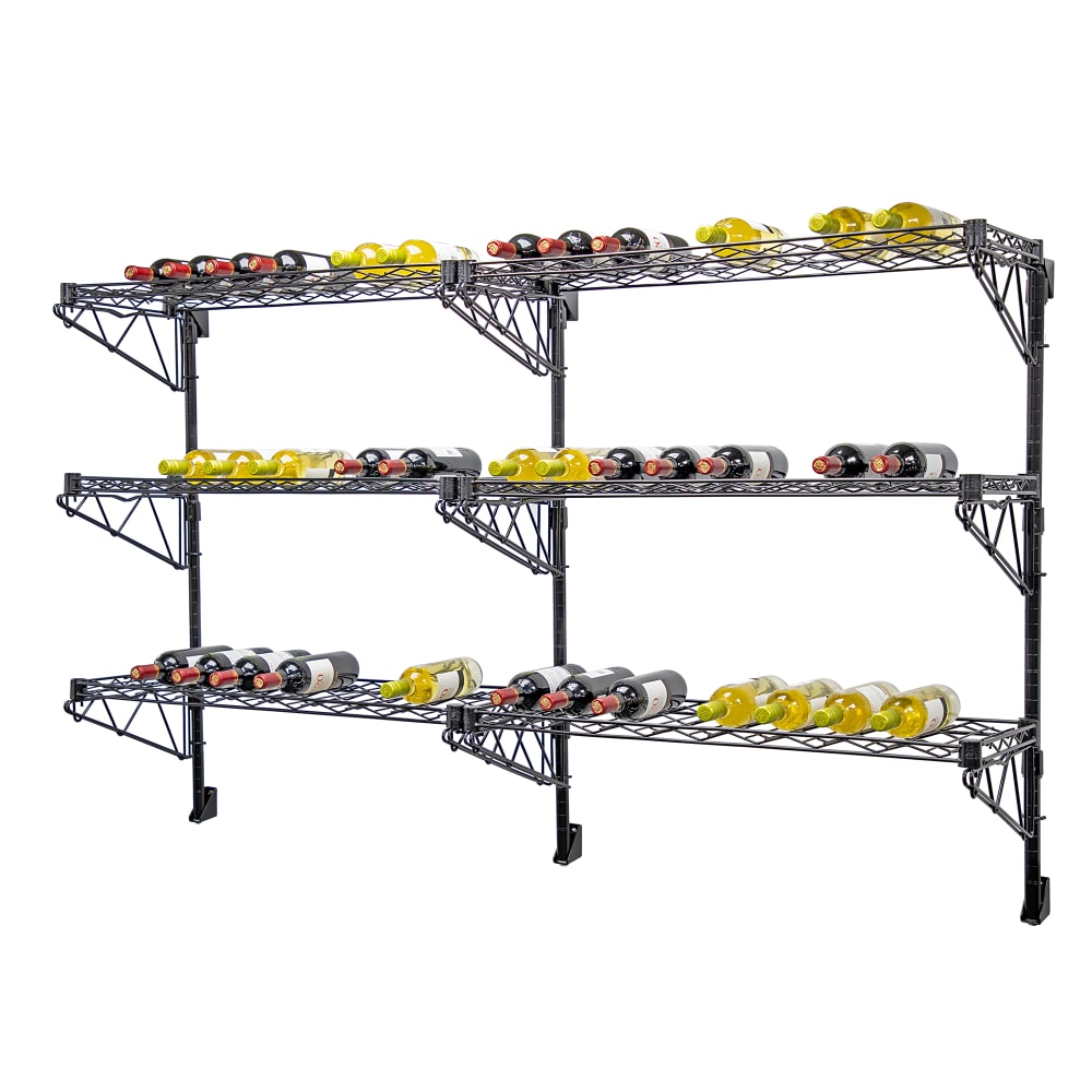 688-WC341436WBK6 Commercial Wine Shelf w/ (54) Bottle Capacity, Black