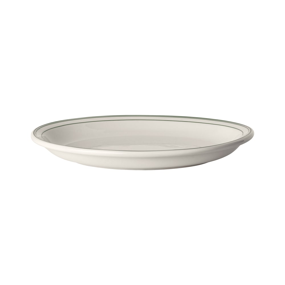 706-HL2621 12 3/8" x 10" Oval Green Band Platter - China, Ivory