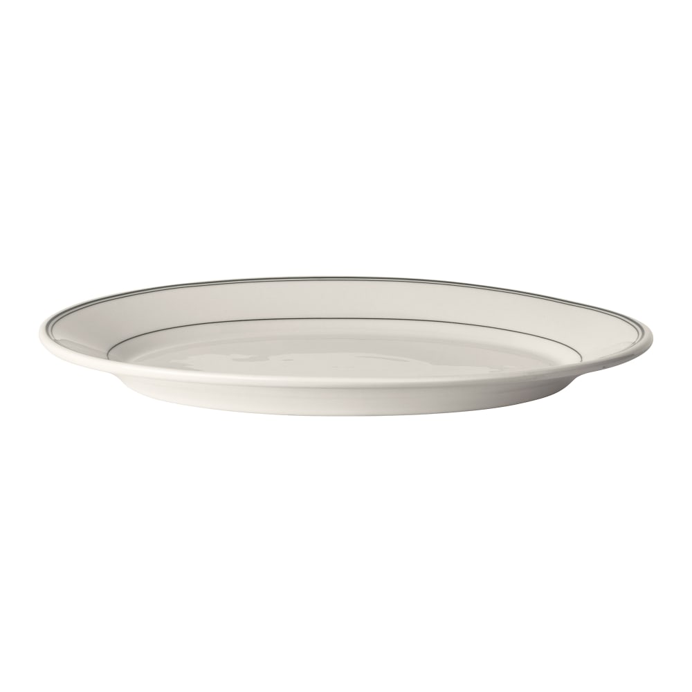 706-HL1581 15 5/8" x 11 3/8" Oval Green Band Platter - China, Ivory
