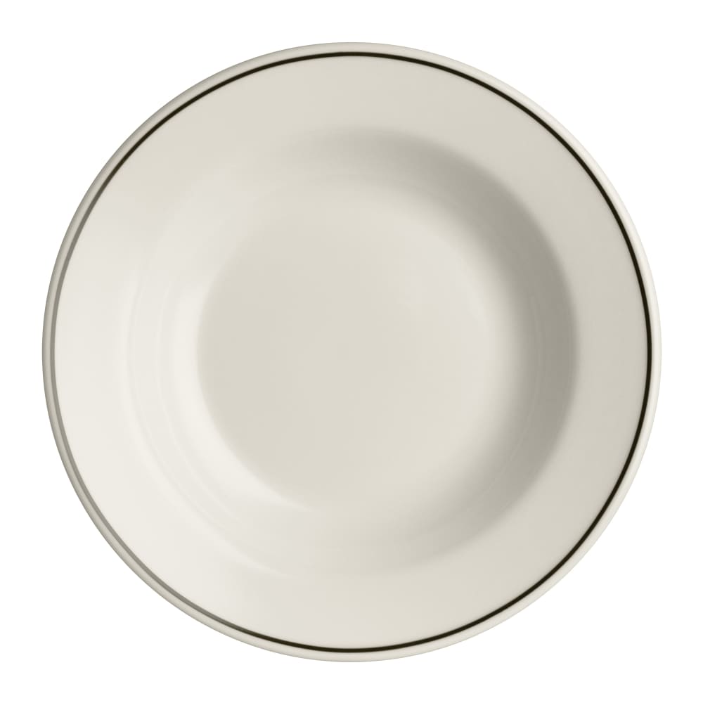 706-HL2531743 12 3/4 oz Round Black Line Soup Bowl - China, Ivory