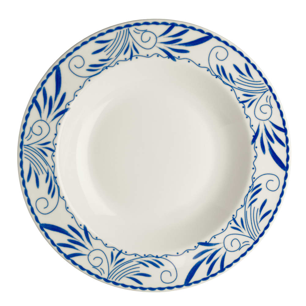 706-HL38041008 20 oz Round Blue Mex Pasta Bowl - China, Ivory