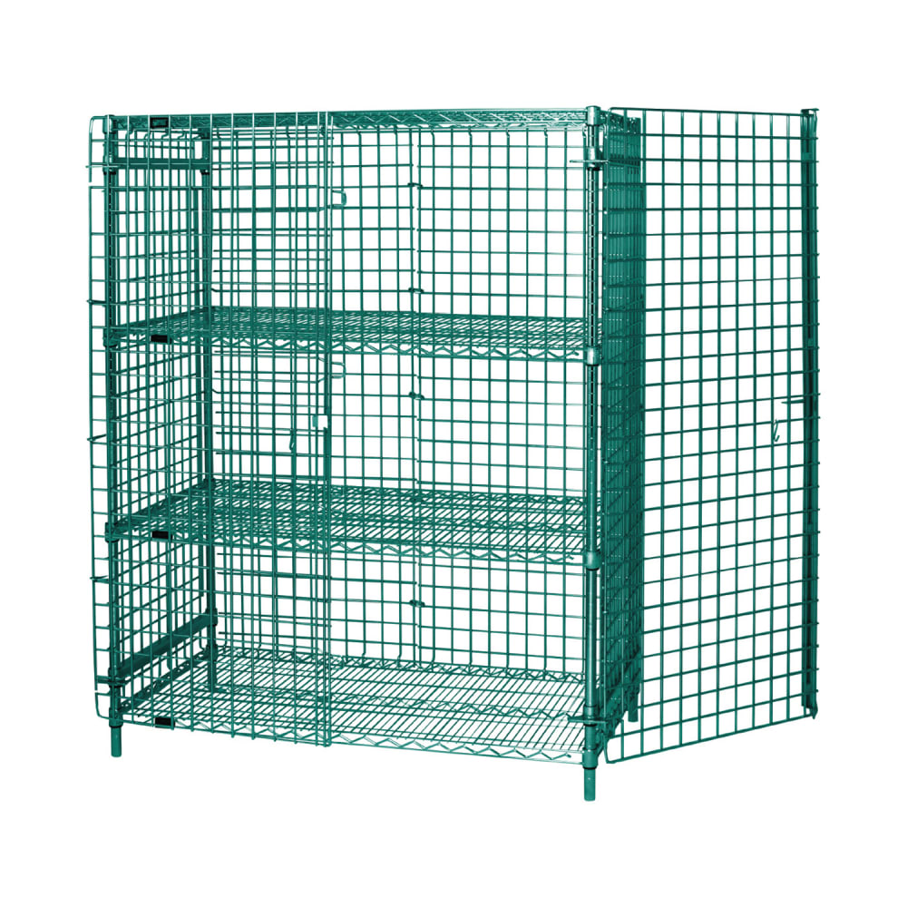 688-184863SECP2 48" Stationary Security Cage - 18"W, Green Epoxy Coated