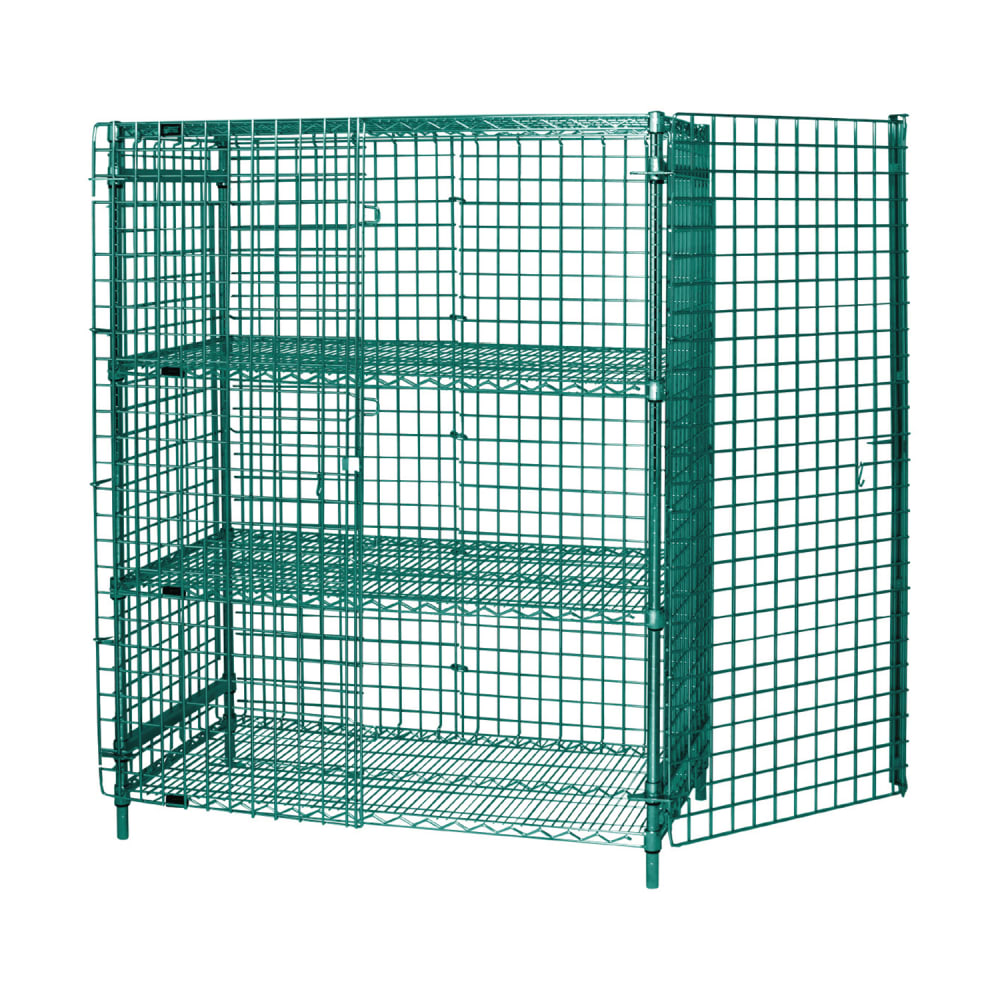688-186063SECP2 60" Stationary Security Cage - 18"W, Green Epoxy Coated