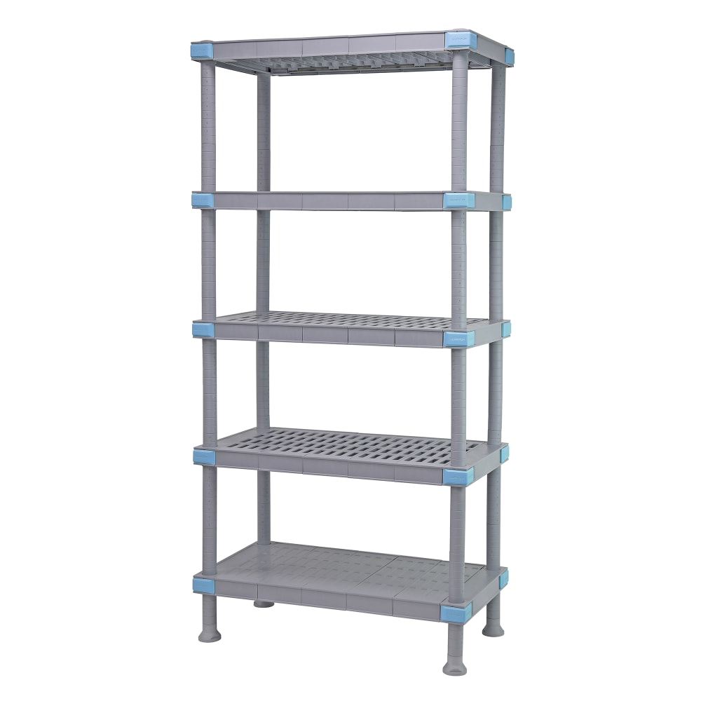 688-QP184874V4S1 48" NSF 5-Tier Heavy-Duty Plastic Shelving Unit - Millenia™, 18"W, 74&...