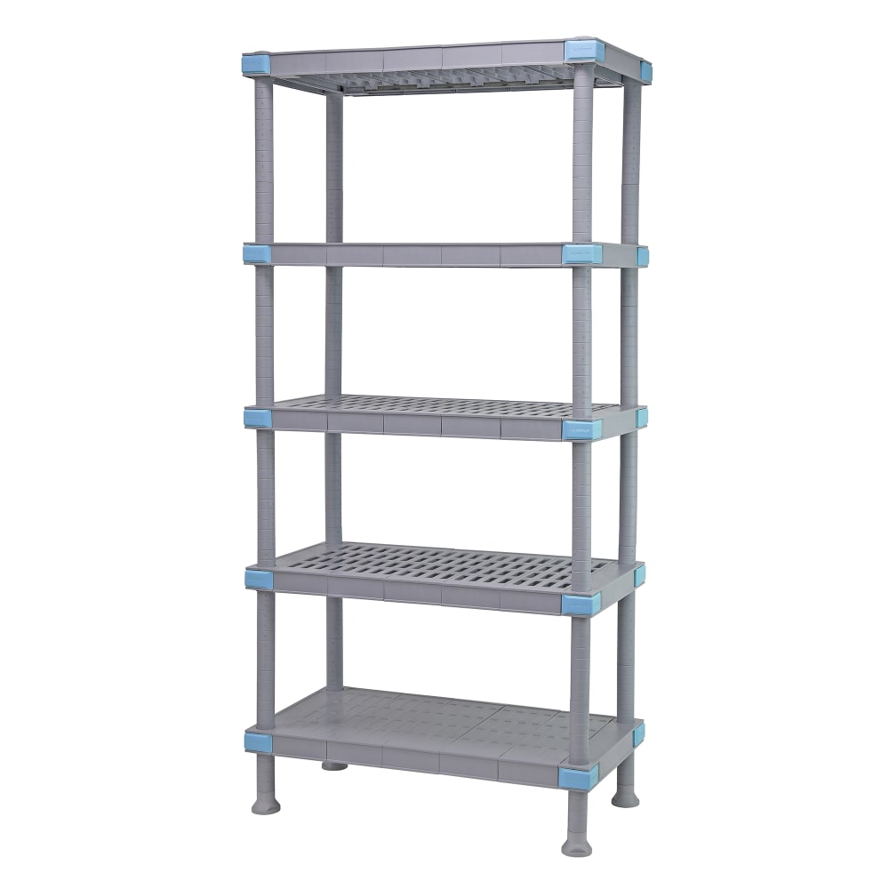 688-QP246074V4S1 60" NSF 5-Tier Heavy-Duty Plastic Shelving Unit - Millenia™, 24"W, 74&...