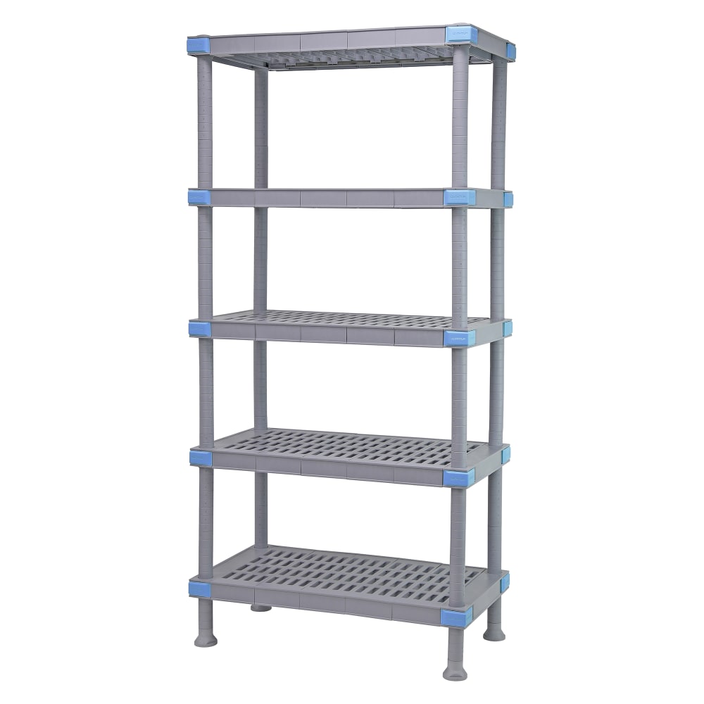 688-QP247286VS5 72" NSF 5-Tier Heavy-Duty Plastic Shelving Unit - Millenia™, 24"W, 86&q...