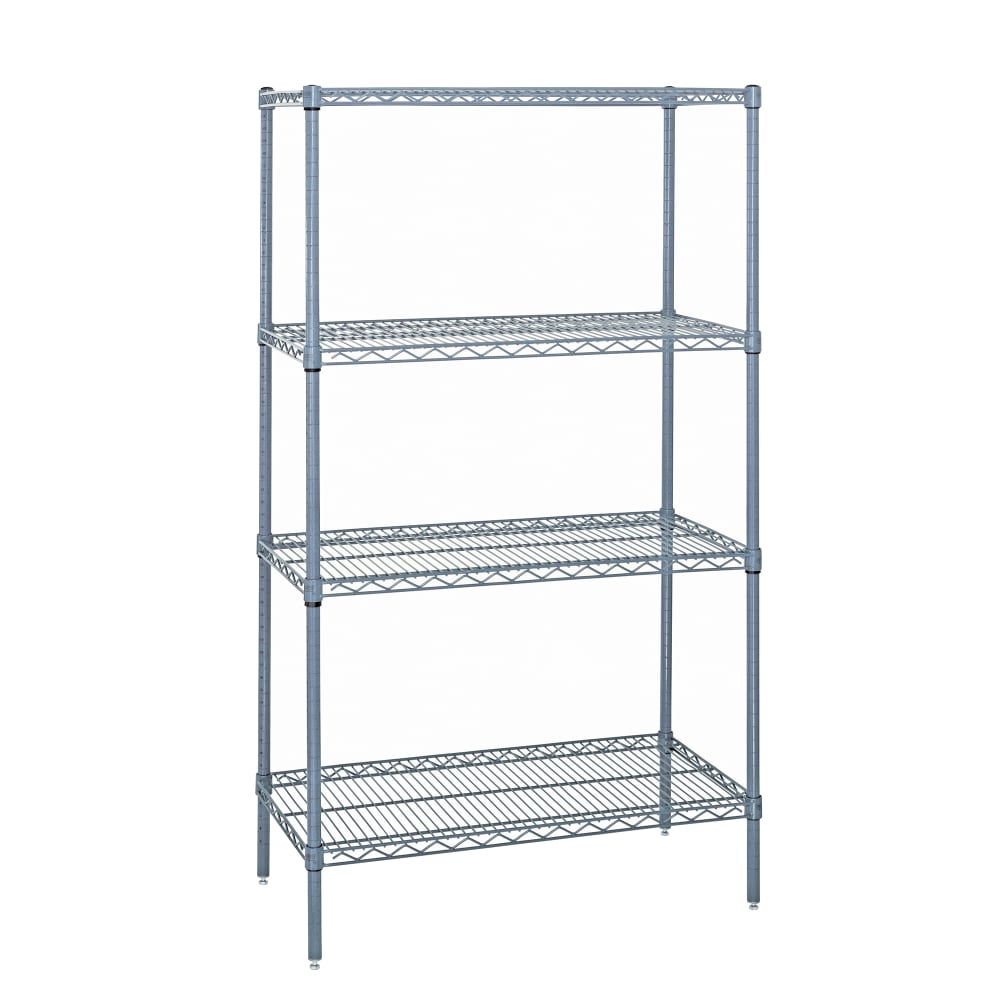 688-WR631836GY 36" NSF 4-Tier Heavy-Duty Epoxy Coated Wire Shelving Unit - 18"W, 63&quo...