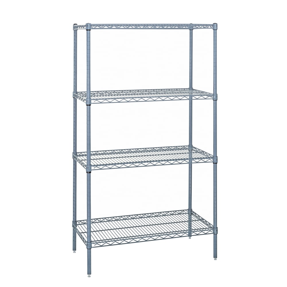688-WR631848GY 48" NSF 4-Tier Heavy-Duty Epoxy Coated Wire Shelving Unit - 18"W, 63&quo...