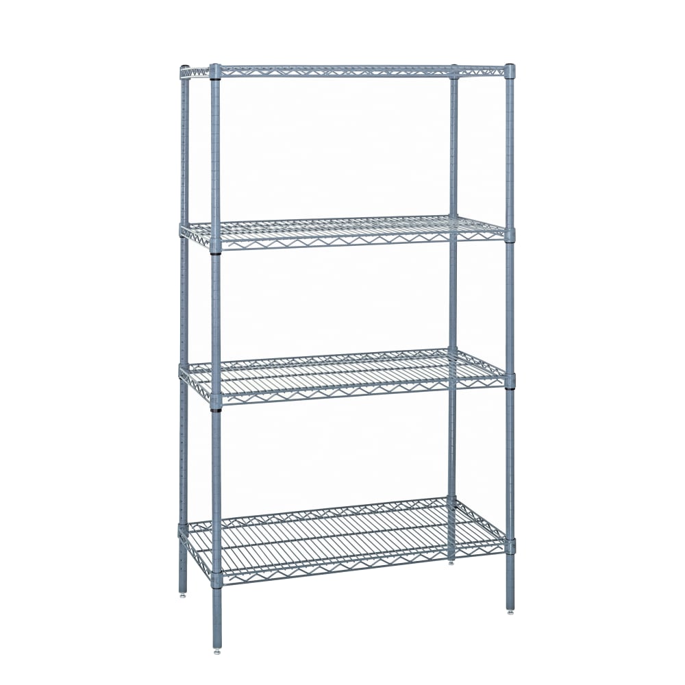 688-WR631860GY 60" NSF 4-Tier Heavy-Duty Epoxy Coated Wire Shelving Unit - 18"W, 63&quo...