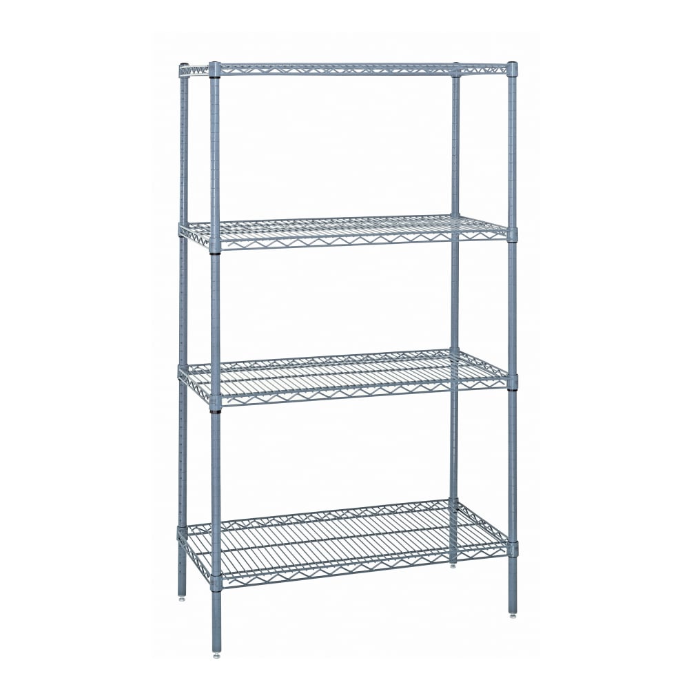 688-WR632448GY 48" NSF 4-Tier Heavy-Duty Epoxy Coated Wire Shelving Unit - 24"W, 63&quo...