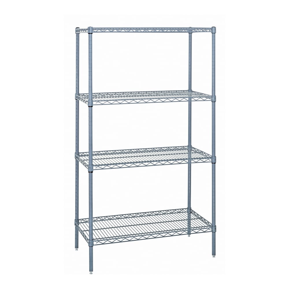 688-WR632454GY 54" NSF 4-Tier Heavy-Duty Epoxy Coated Wire Shelving Unit - 24"W, 63&quo...