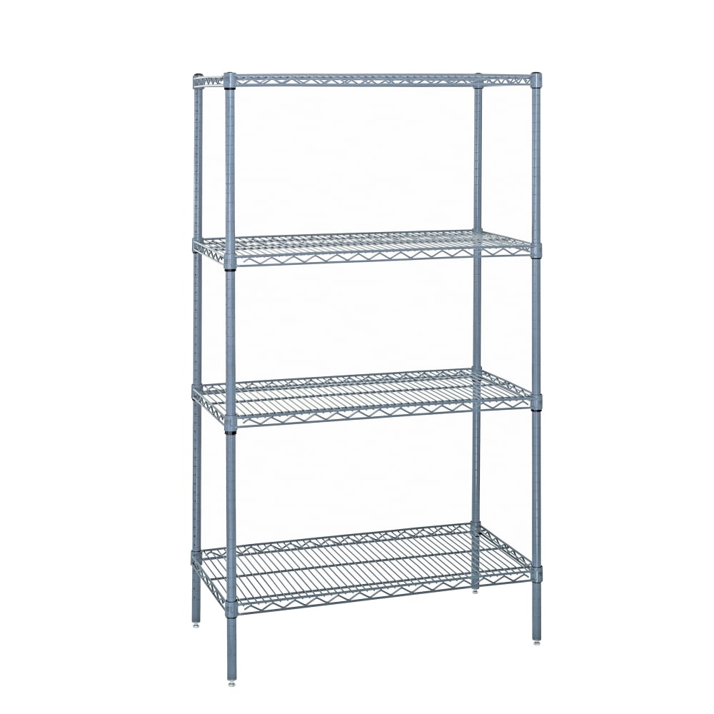 688-WR631842GY 42" NSF 4-Tier Heavy-Duty Epoxy Coated Wire Shelving Unit - 18"W, 63&quo...