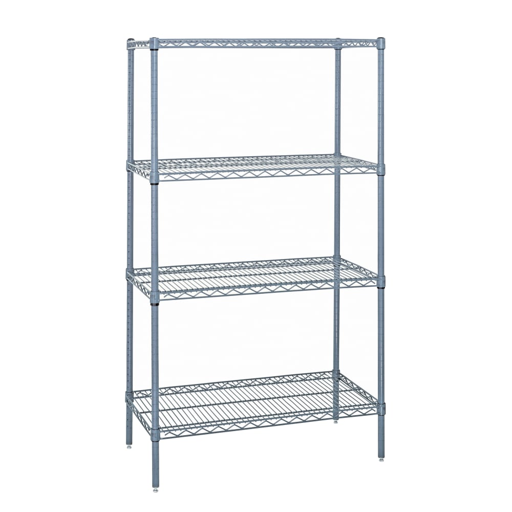 688-WR632460GY 60" NSF 4-Tier Heavy-Duty Epoxy Coated Wire Shelving Unit - 24"W, 63&quo...