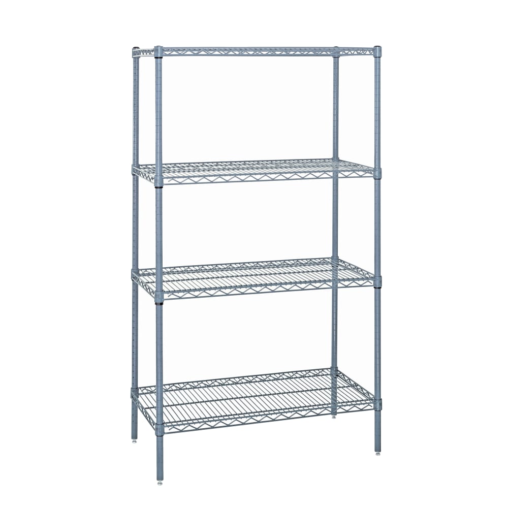 688-WR742448GY 48" Gray Epoxy Coated Wire Shelf Kit - 4 Tiers, 24"W x 74"H